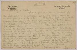 Postcard from Ifor to his parents,