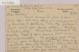 Postcard from Ifor to his mother,