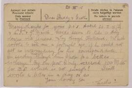 Postcard from Ifor to his parents,