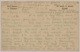 Postcard from Ifor to his parents,