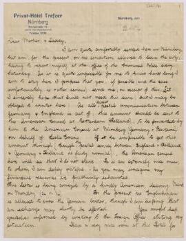 Letter to Ifor's parents,