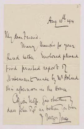 Letter from J. (Josiah) Towyn Jones,