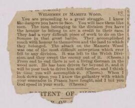 Newspaper cutting : “Welshmen in Mametz Wood”,