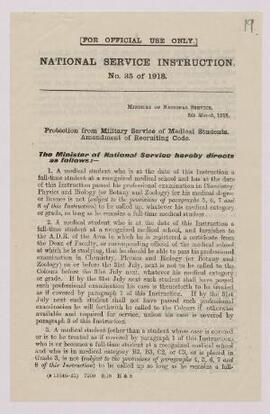 'National Service Instruction' No. 35 of 1918,