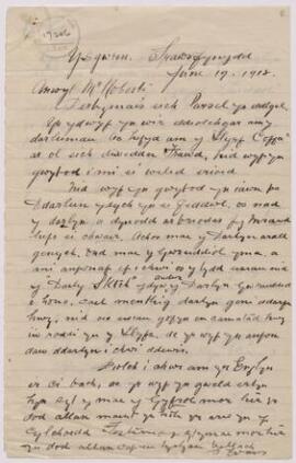 Llythyr oddi wrth Evan Evans, Yr Ysgwrn, at Silyn,