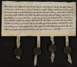 Gift by Wilim ab Joruerd, Madoc ab Joruerd, and Espus ab Joruerd, and Joruerd Vachan his brethren...