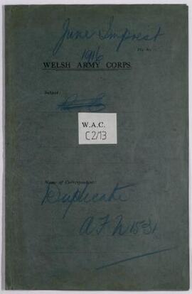 Correspondence re June Imprest 1916, duplicate Army form N. 1531, unused Army form N. 1531, and o...