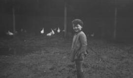 [Young child in a farmyard]