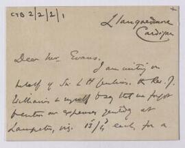 Enclosures removed from CTB2/2/1 comprising correspondence relating to expense claims,