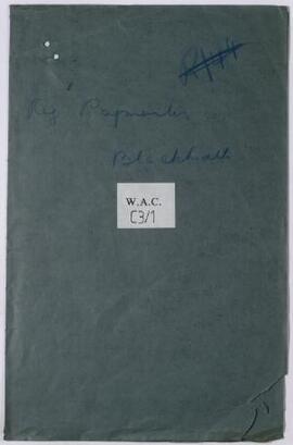 Correspondence, Dec. 1914-Nov. 1916, of Regimental Paymaster, Blackheath. 1914-16,