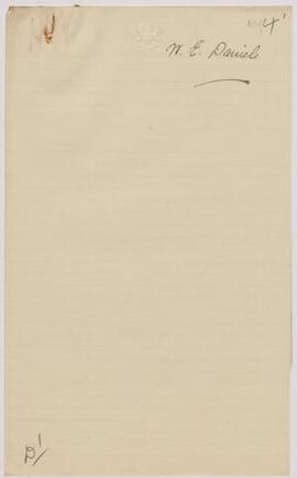 W. E. Daniels, Rhyl, application for a chaplaincy, Nov,