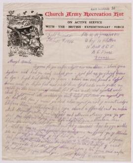 Llythyr oddi wrth William H. Jones, yn Ffrainc,