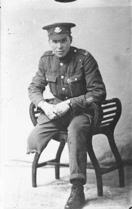 [Amputee with two wound stripes]