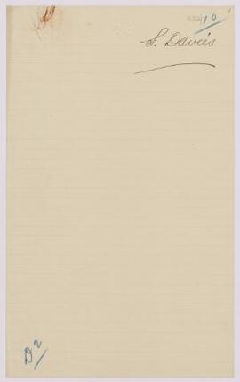 S. Davies, Pontllanfraith, Dec. 1914, on behalf of his son,