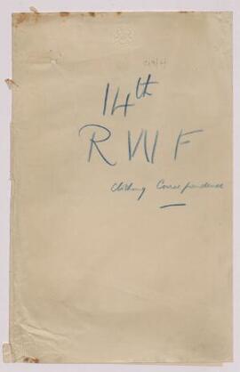 Clothing: correspondence March-Aug,