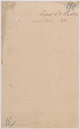 Corporal S. W. Burleigh, Regents Park, Feb,