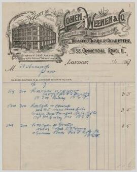 Cohen, Weenen & Co. invoices,