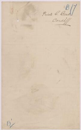 Private C. Bond, Cardiff, Feb,