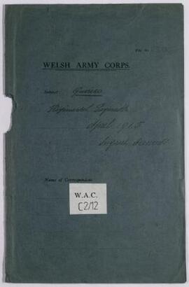 Queries, Regimental Paymaster, correspondence, Oct.-Nov. 1915, re Imprest accounts of April 1915,