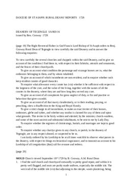 DIOCESE OF ST ASAPH: RURAL DEANS’ REPORTS 1729
