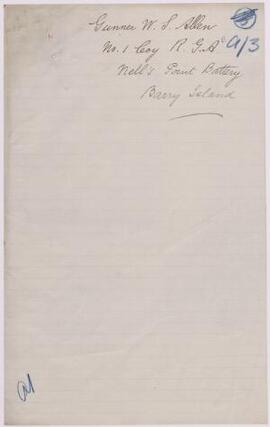 Gunner W. S. Allen, Barry Island, Feb.-Aug,