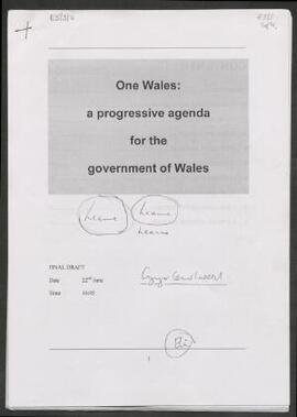 One Wales: A Progressive Agenda for the Government of Wales