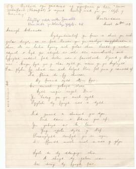 Llythyr oddi wrth David [Gwenallt Jones], ym Mhontardawe,