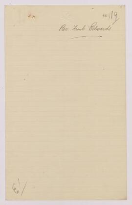 Rev. Frank Edwards, Hull; letter, 24 Sept. 1914, urging the appointment of a Welsh chaplain for t...